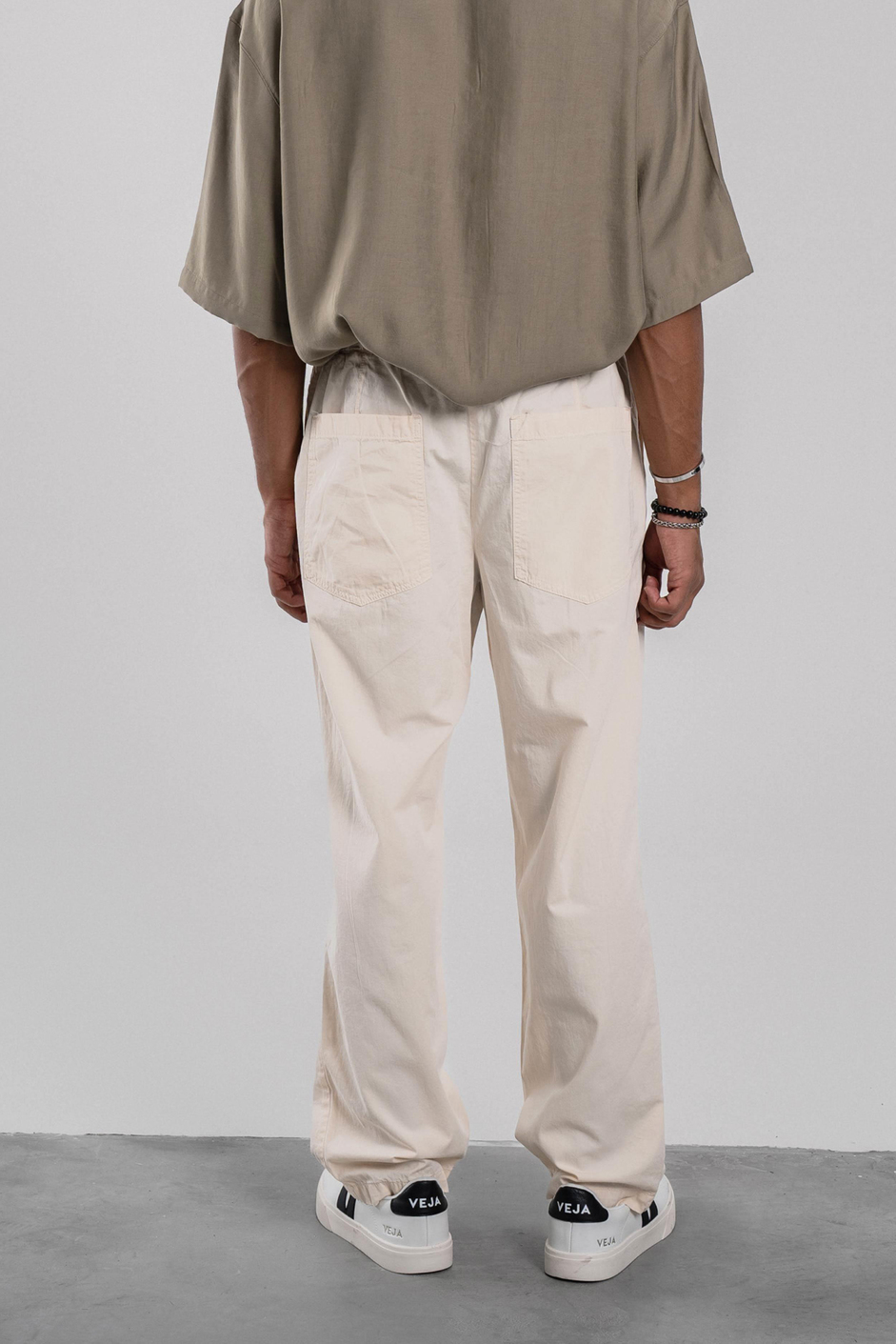 Krem Bol Kesim Gabardin Pantolon