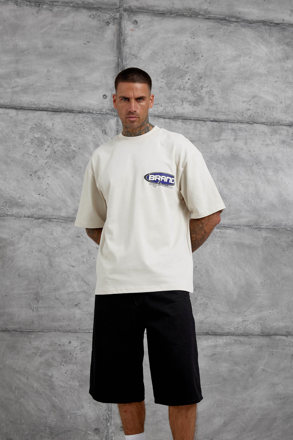 Krem Brand Authentic Yazılı Oversize Tshirt
