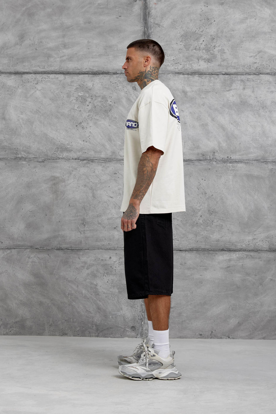 Krem Brand Authentic Yazılı Oversize Tshirt