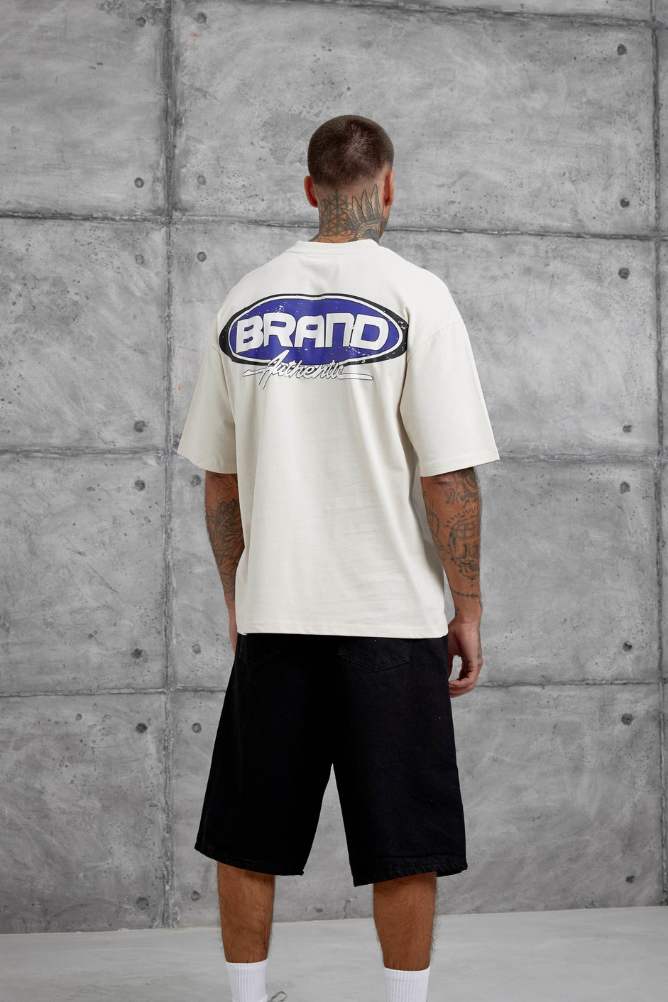 Krem Brand Authentic Yazılı Oversize Tshirt