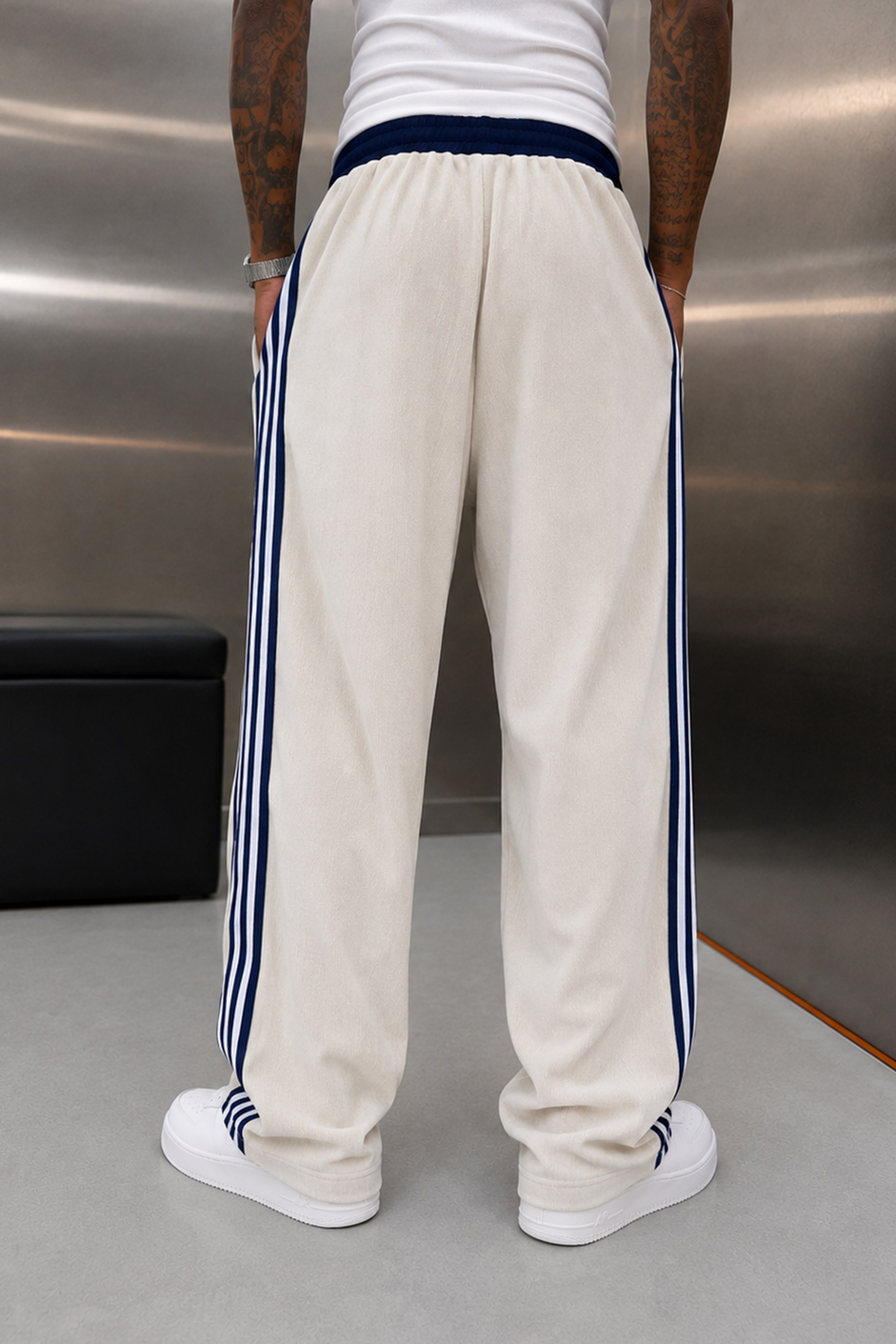 Krem FİTİLLİ İNCE KADİFE BAGGY EŞOFMAN ALTI