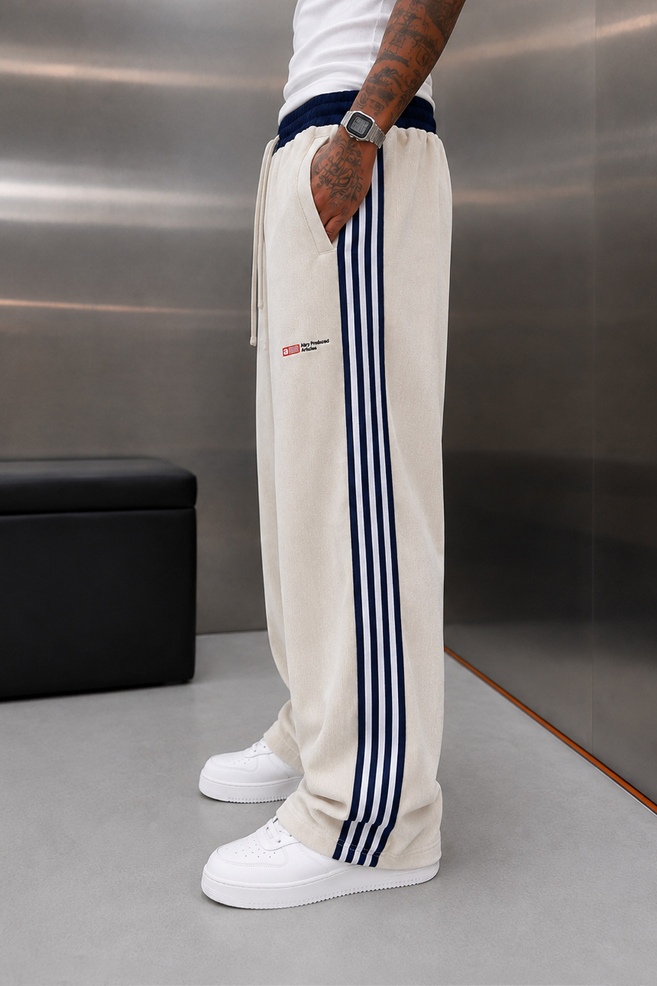 Krem FİTİLLİ İNCE KADİFE BAGGY EŞOFMAN ALTI