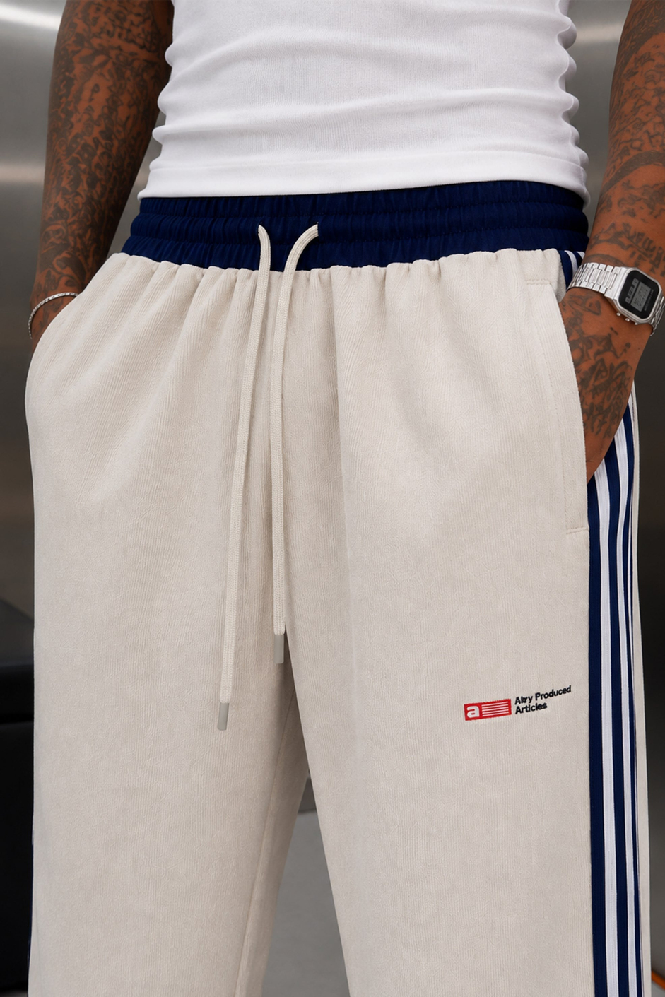 Krem FİTİLLİ İNCE KADİFE BAGGY EŞOFMAN ALTI