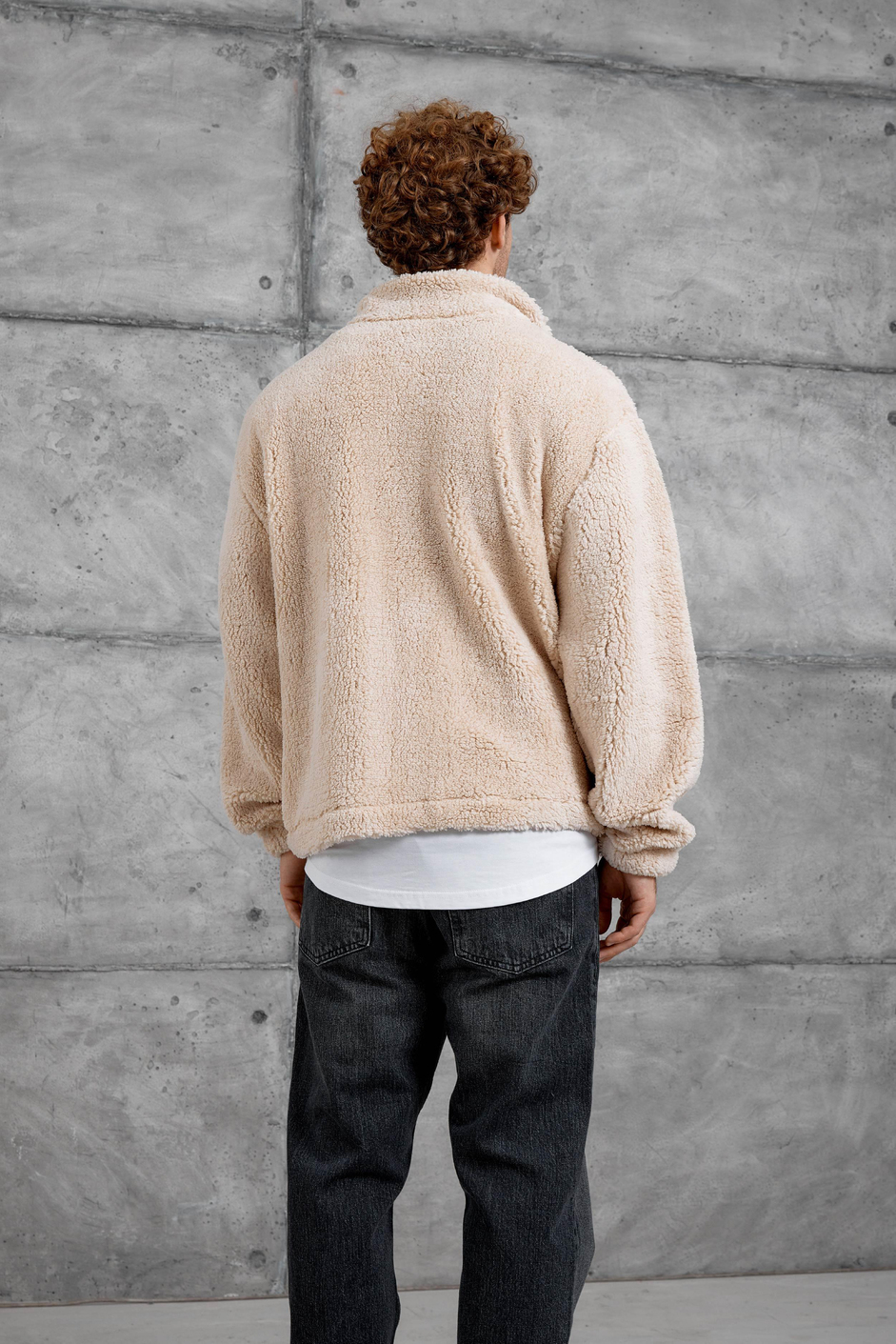 Krem LNS YARIM FERMUAR PELUŞ SWEATSHİRT