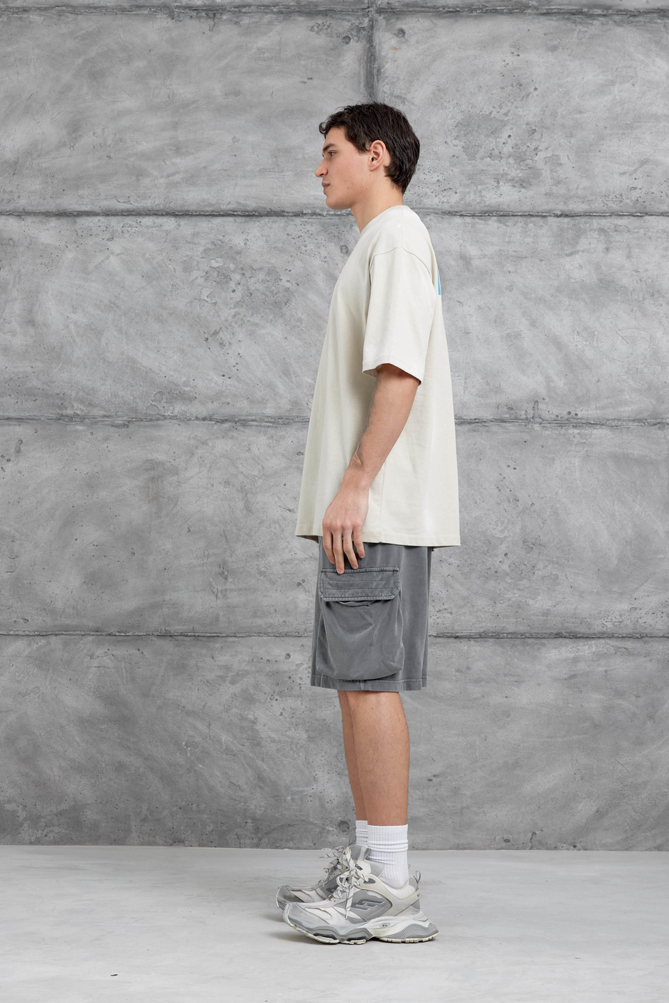 Krem M11 Yazılı Oversize Tshirt
