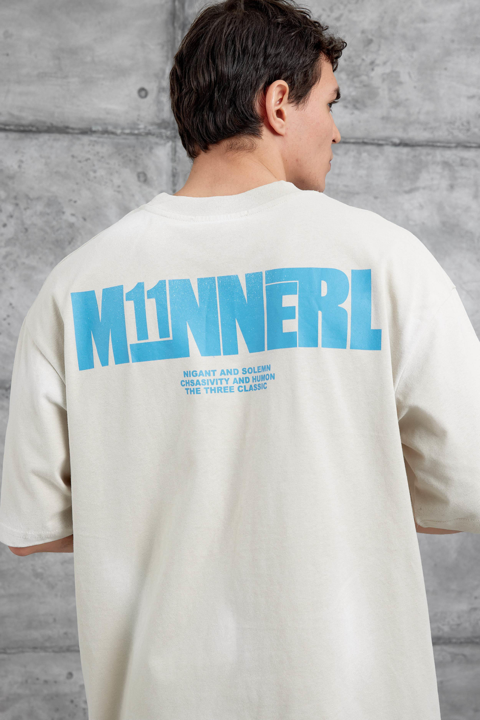 Krem M11 Yazılı Oversize Tshirt