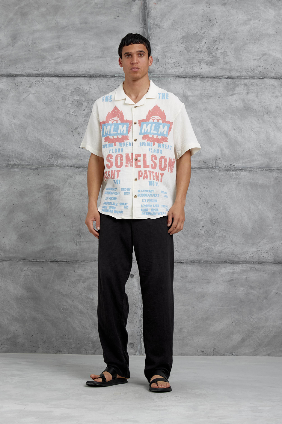 Krem Mlm Elson Baskılı Oversize Gömlek