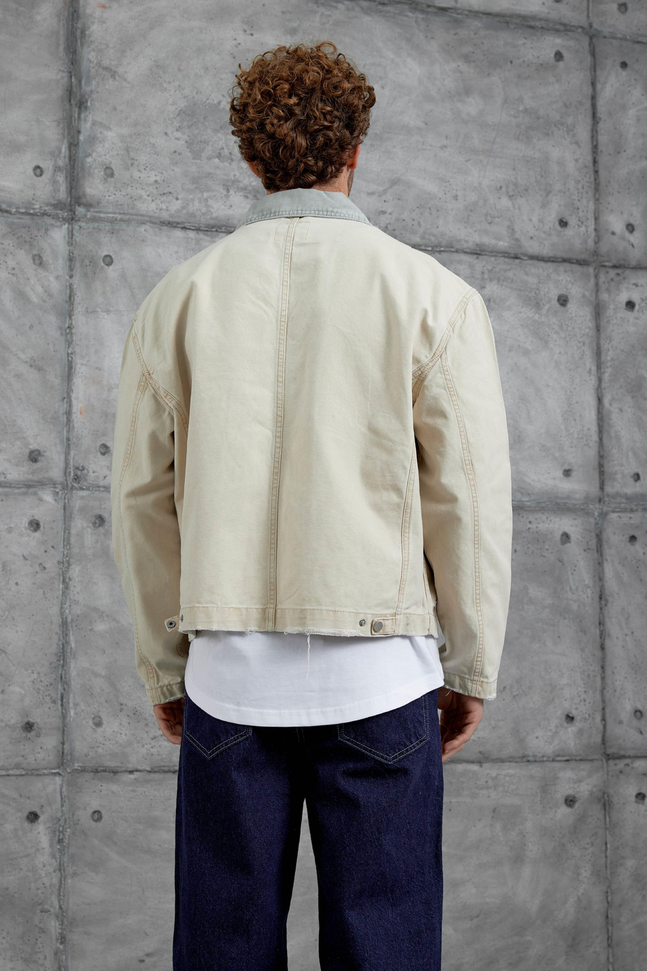 Krem Mmx Cep Detaylı Denim Ceket