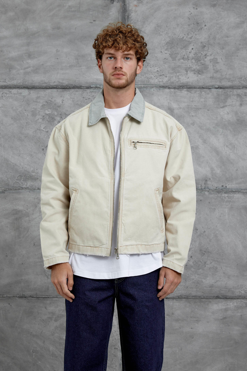 Krem Mmx Cep Detaylı Denim Ceket
