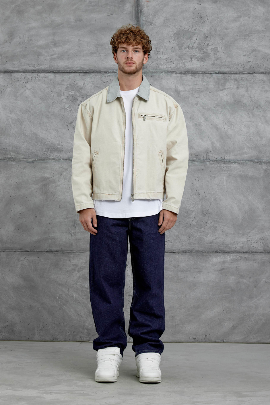 Krem Mmx Cep Detaylı Denim Ceket