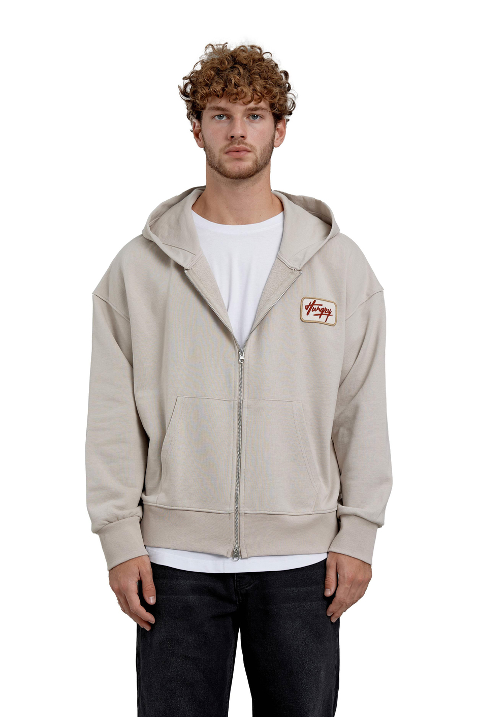 Krem Nmrc Fermuarlı Oversize Eşofman Üstü