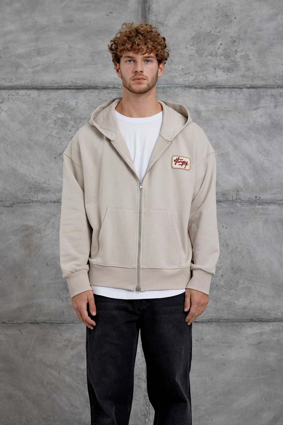 Krem Nmrc Fermuarlı Oversize Eşofman Üstü