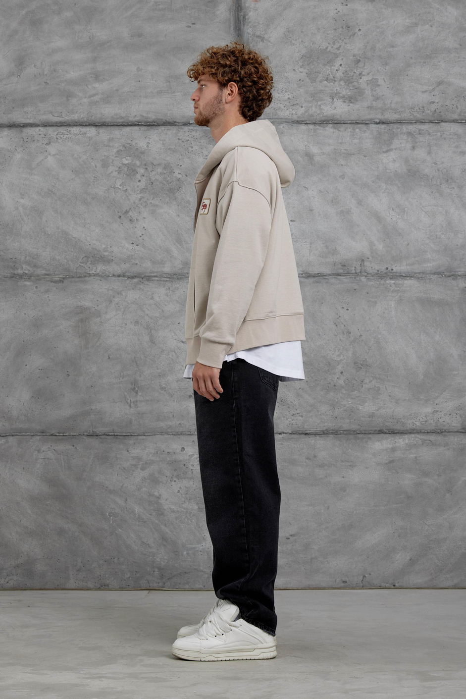 Krem Nmrc Fermuarlı Oversize Eşofman Üstü