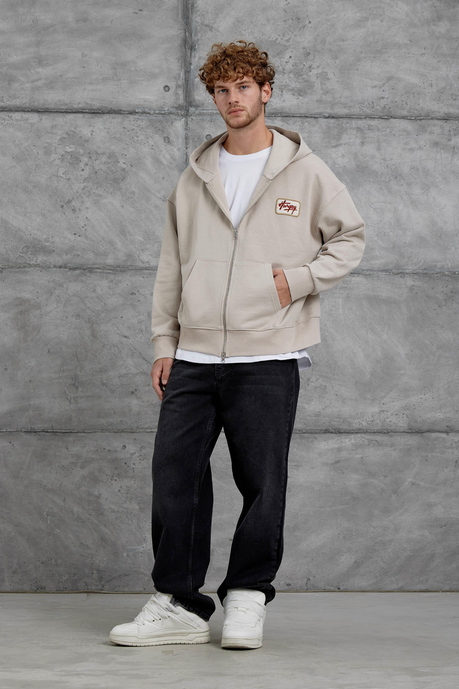 Krem Nmrc Fermuarlı Oversize Eşofman Üstü