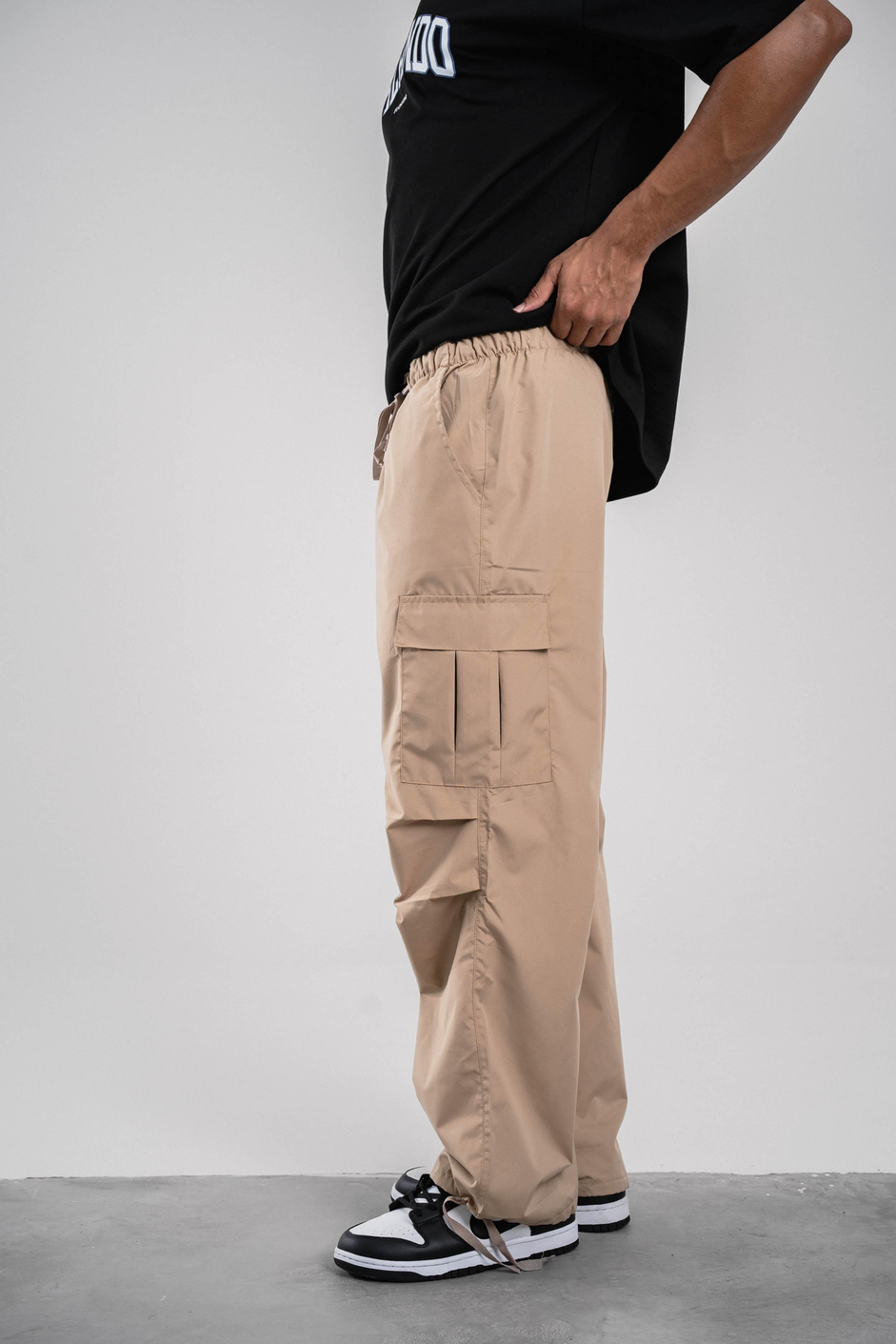 Krem Paraşüt Kumaş Kargo Pantolon