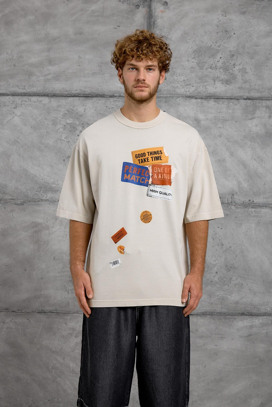 Krem PERFECT MATCH BASKI OVERSIZE TSHIRT