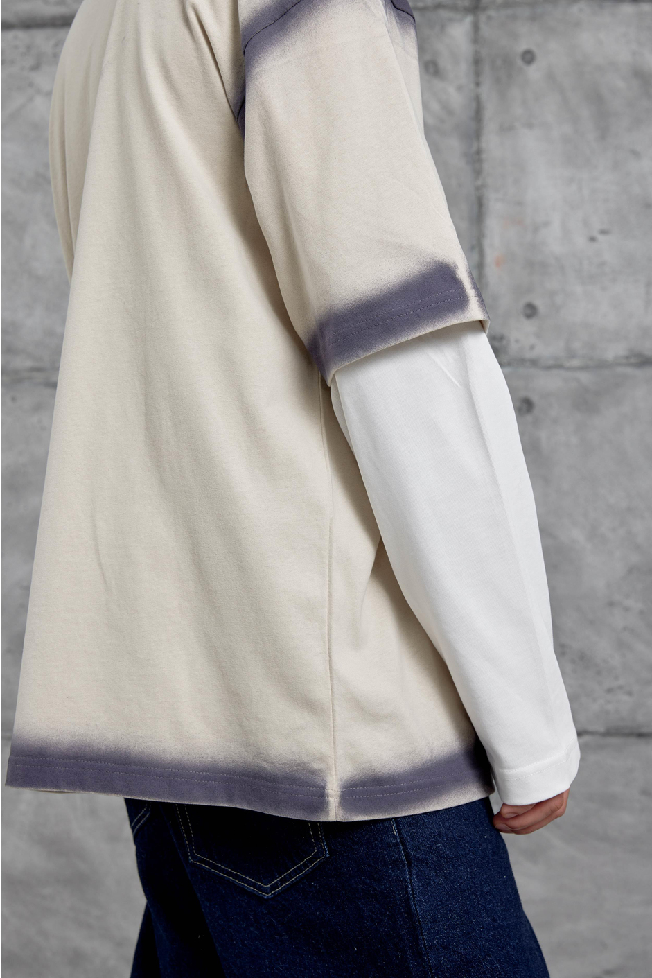 Krem RESTART BASKILI KOLU PARCALI SWEATSHİRT