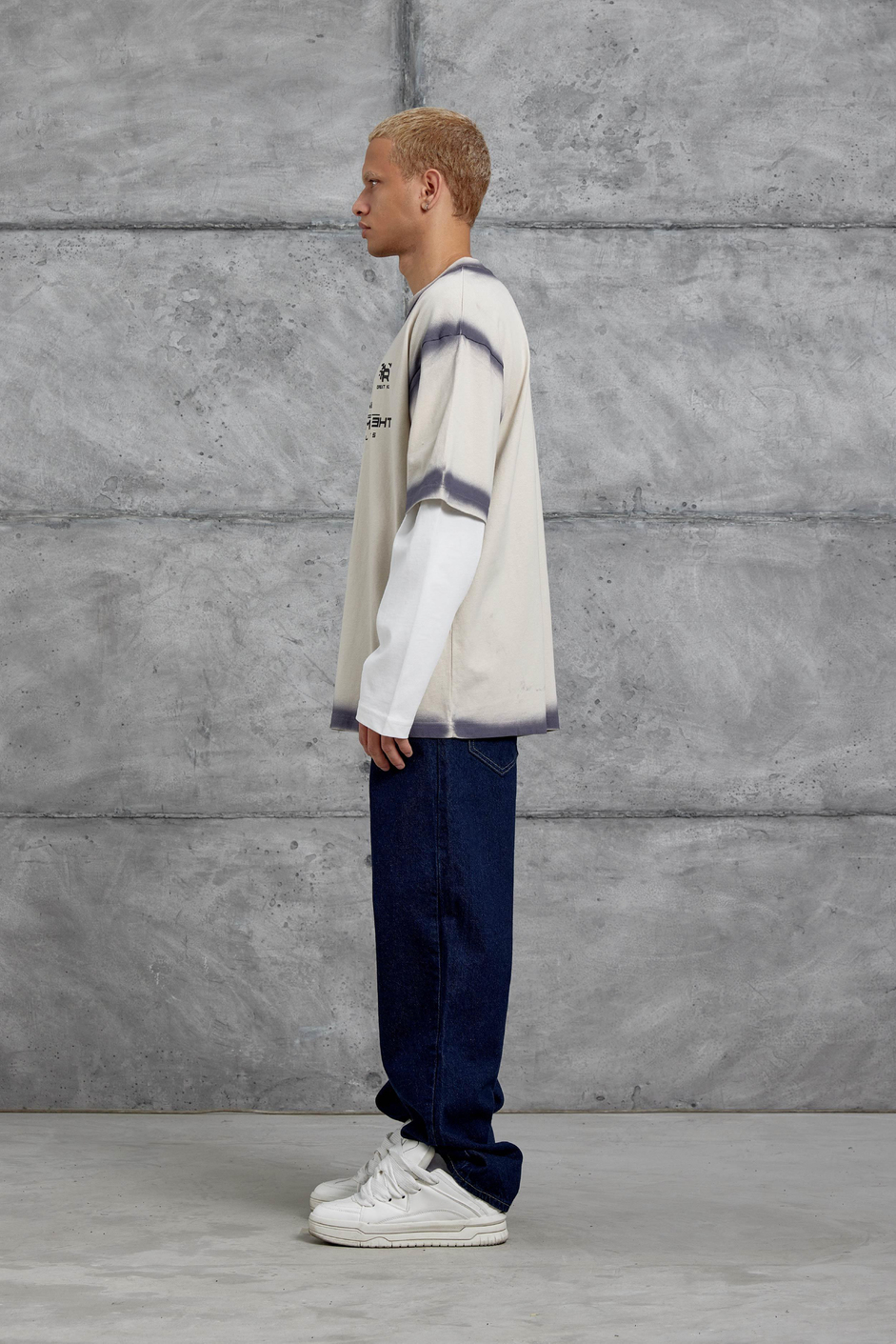 Krem RESTART BASKILI KOLU PARCALI SWEATSHİRT