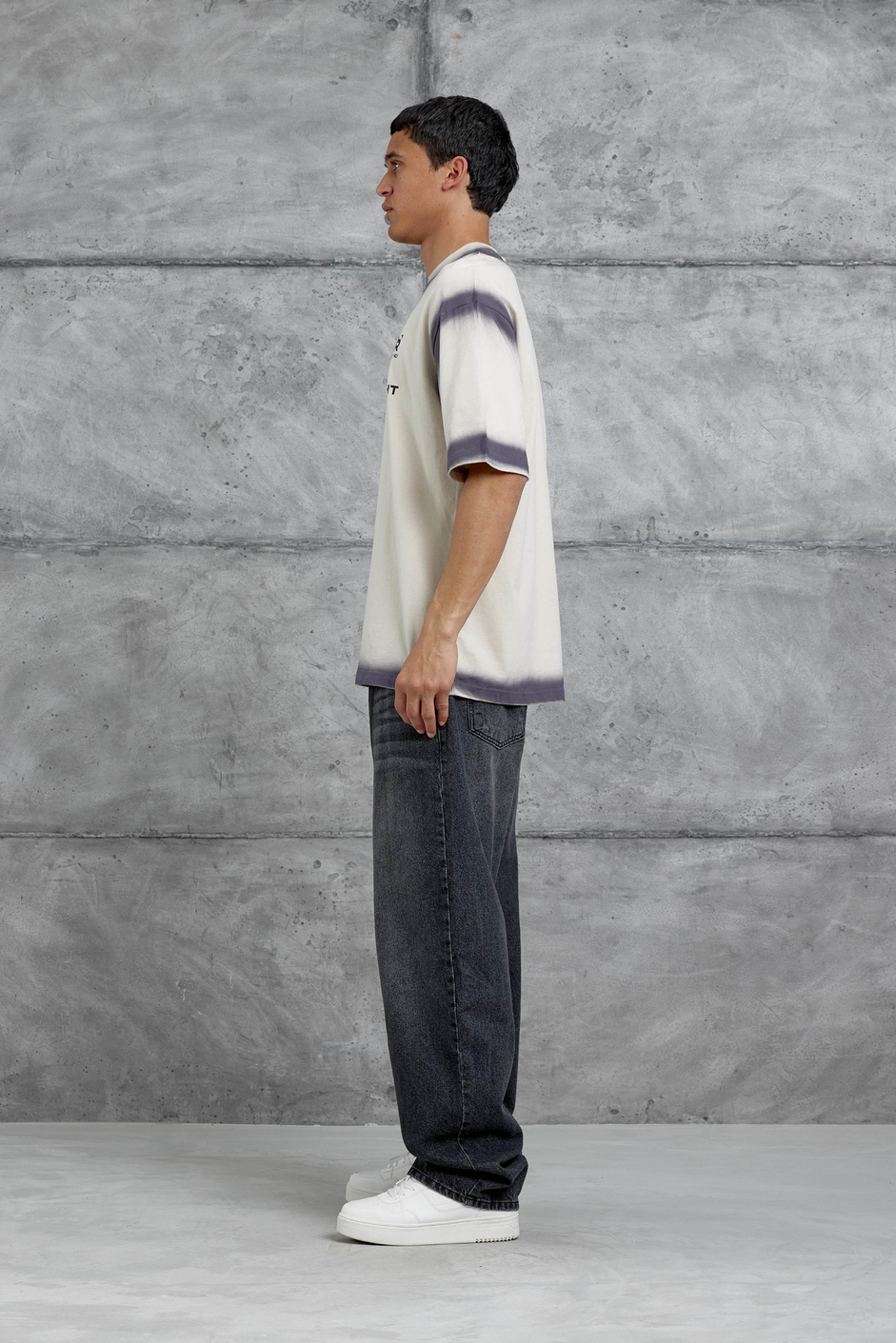 Krem Restart Baskılı Oversize Tshirt