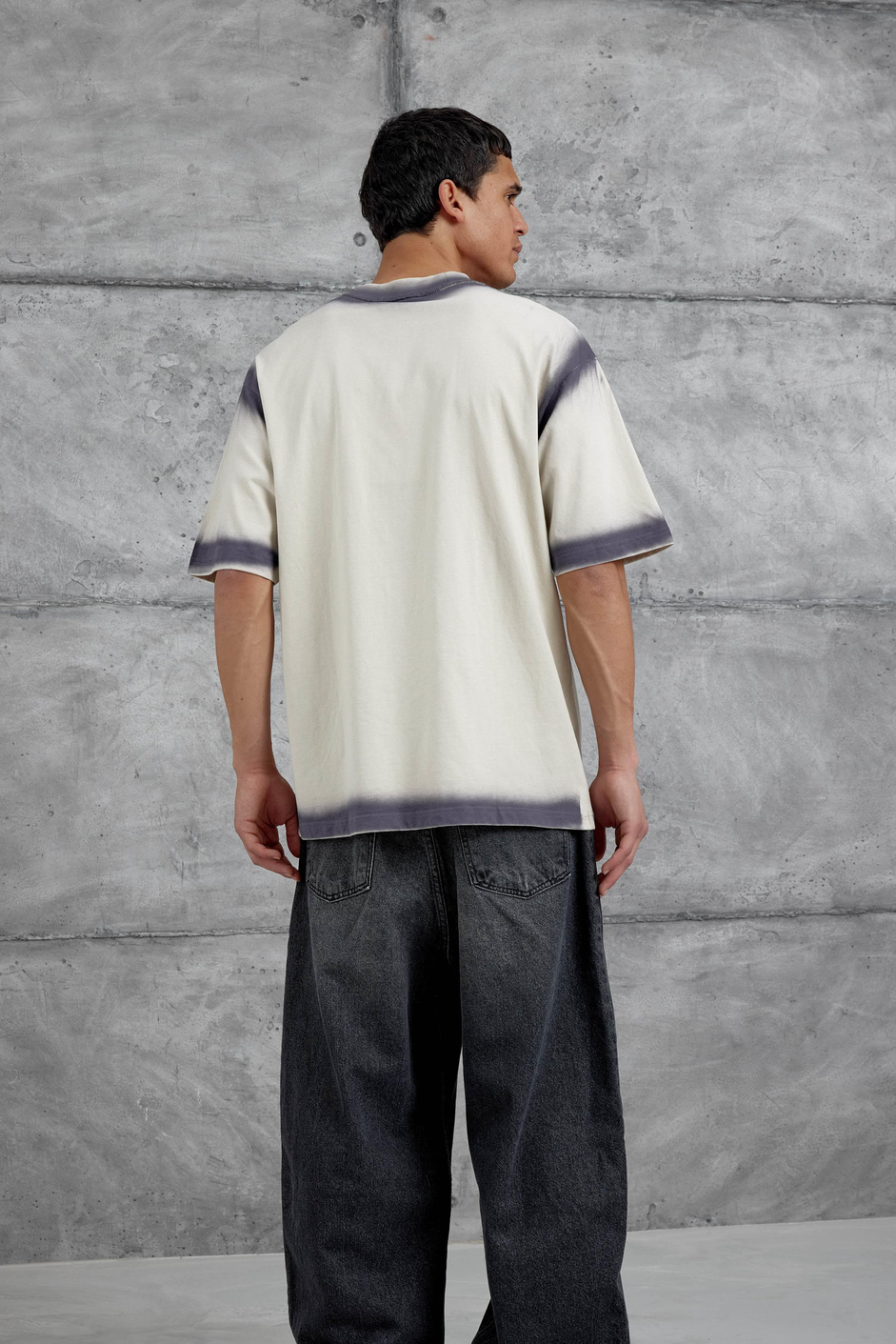 Krem Restart Baskılı Oversize Tshirt