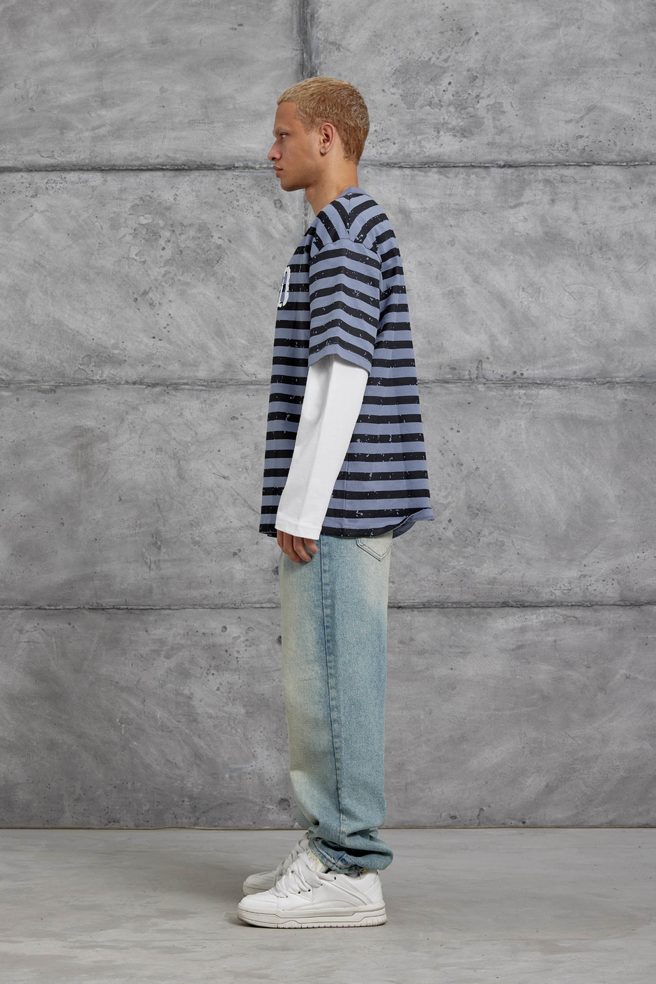 Krem TAINED BASKILI KOLU PARCALI OVERSİZE SWEATSHIRT