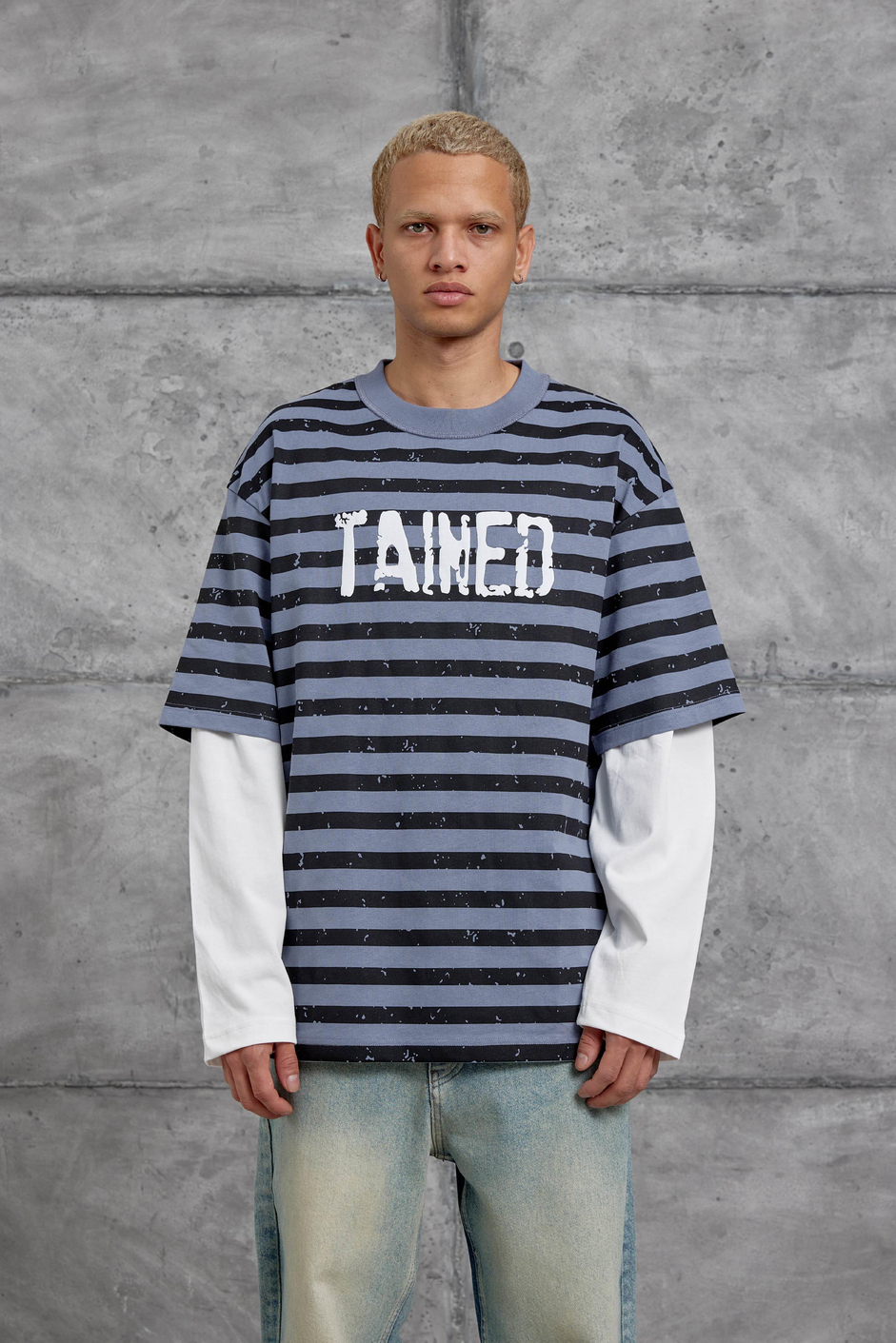 Krem TAINED BASKILI KOLU PARCALI OVERSİZE SWEATSHIRT