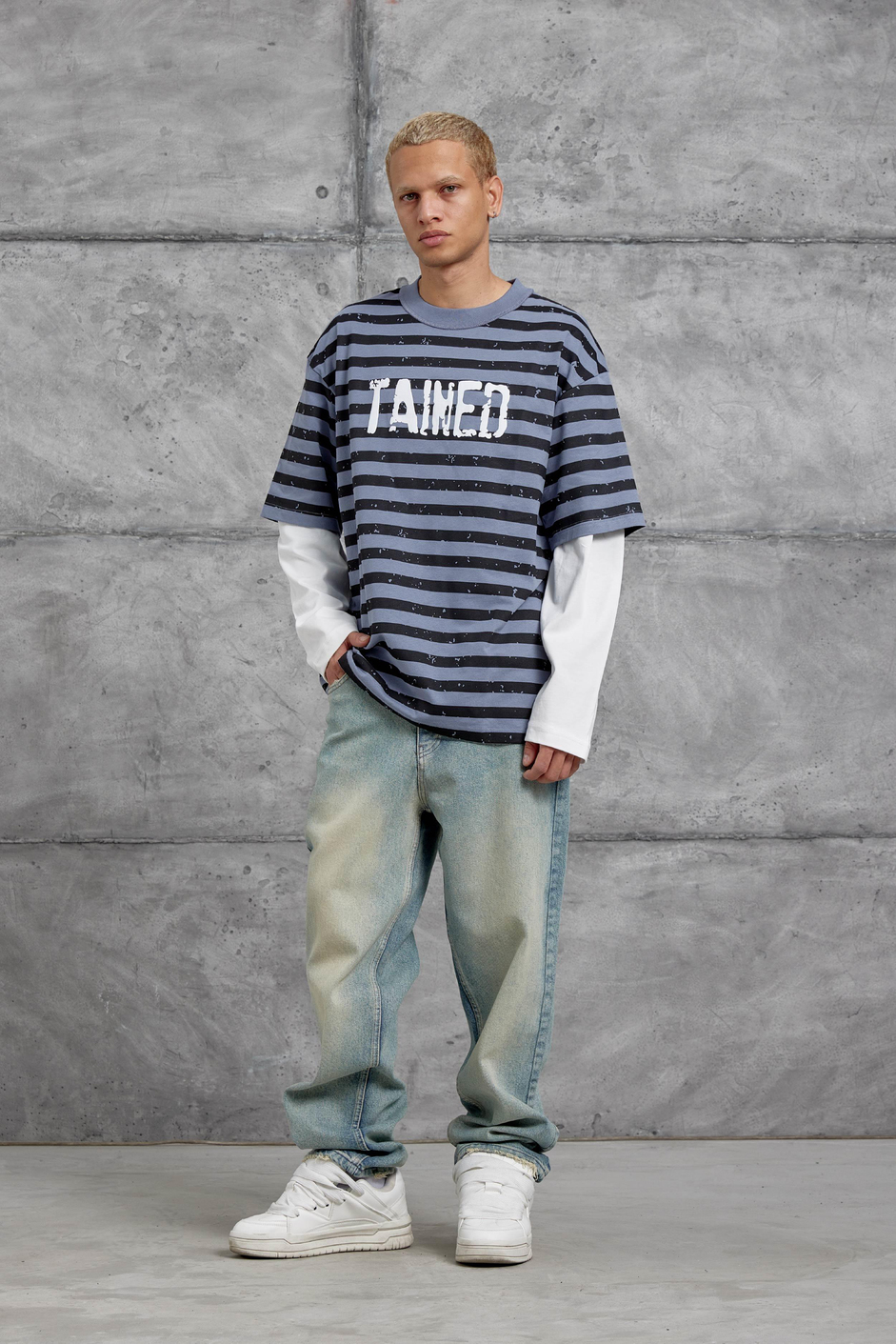 Krem TAINED BASKILI KOLU PARCALI OVERSİZE SWEATSHIRT