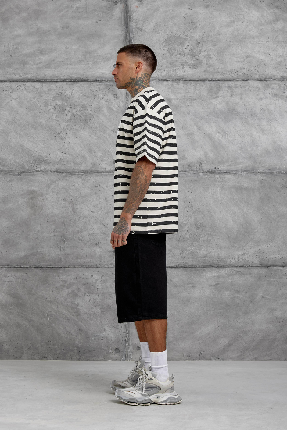 Krem Tained Baskılı Oversize Tshirt
