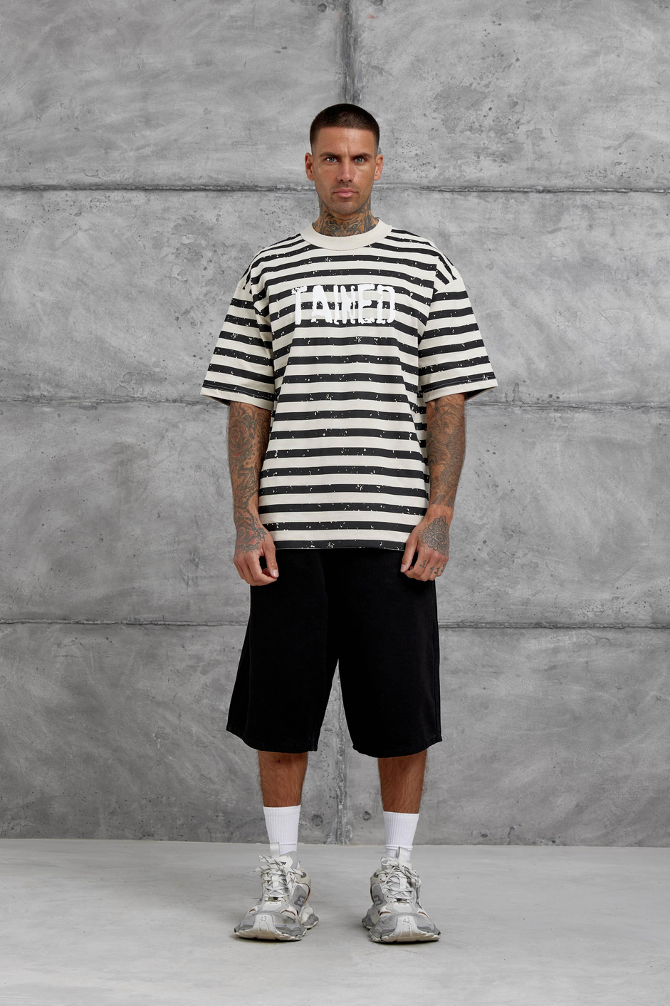 Krem Tained Baskılı Oversize Tshirt