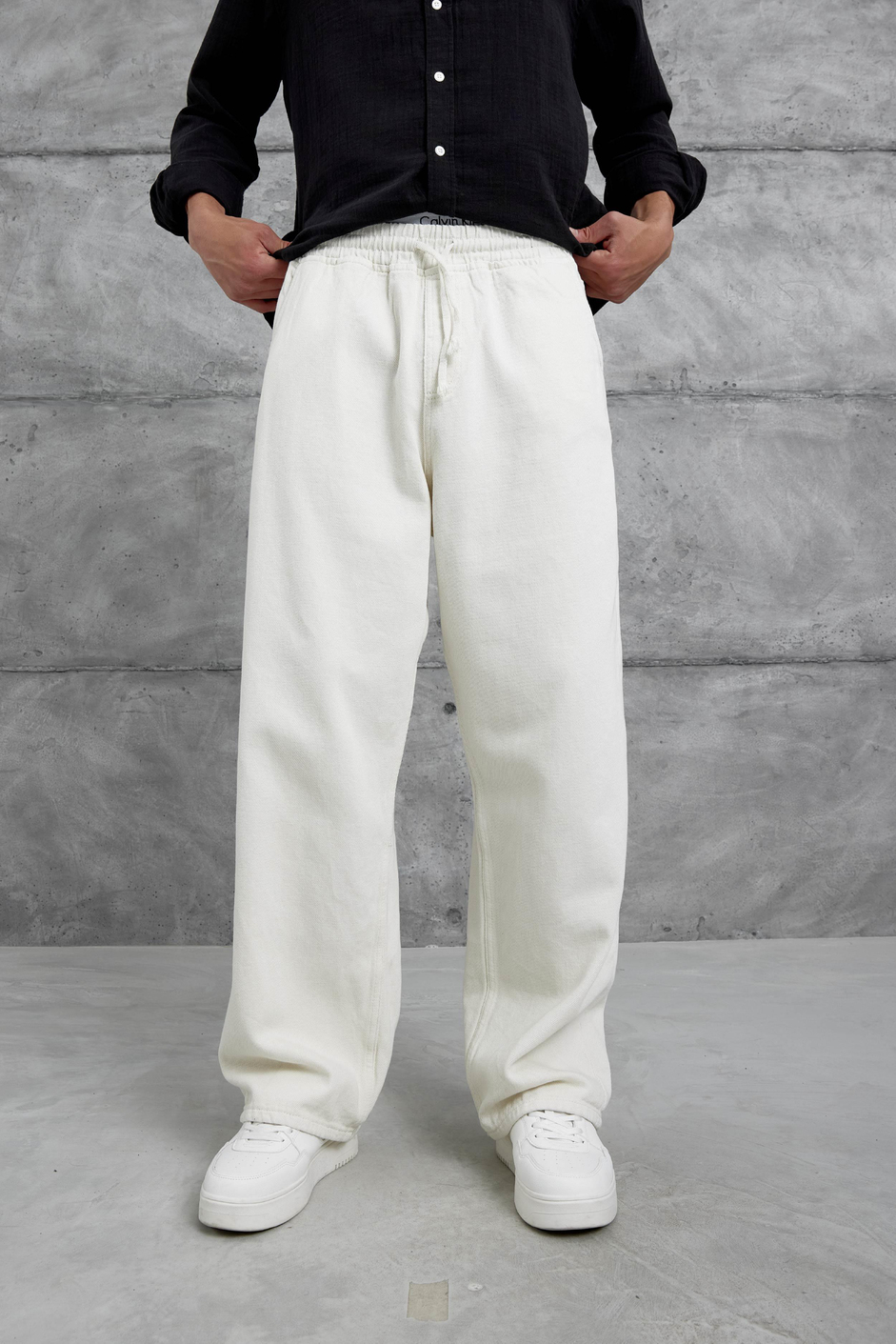 Krem W11 Bol Kalıp Baggy Pantolon