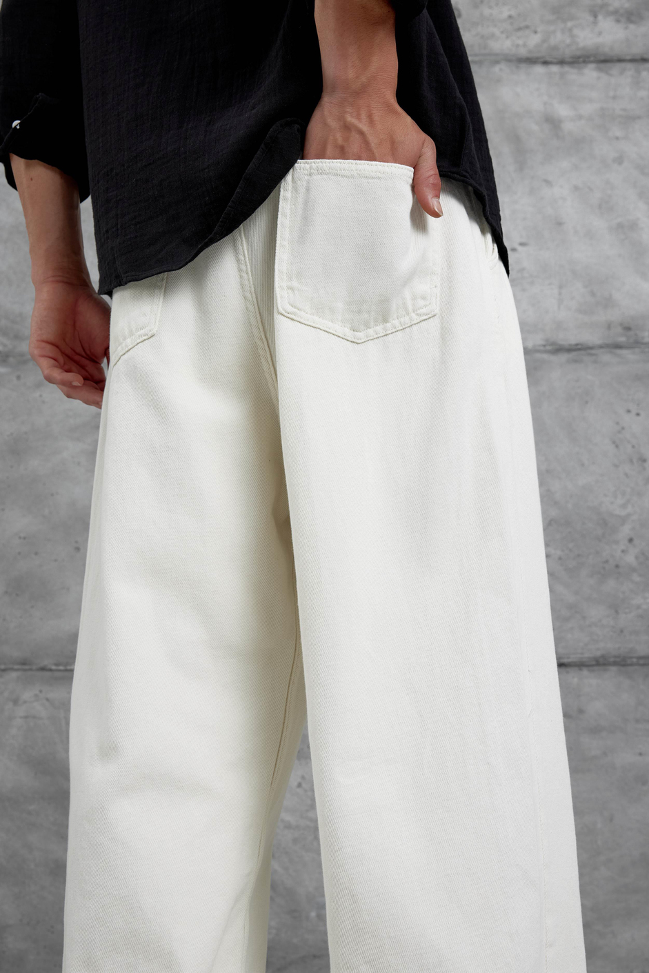 Krem W11 Bol Kalıp Baggy Pantolon