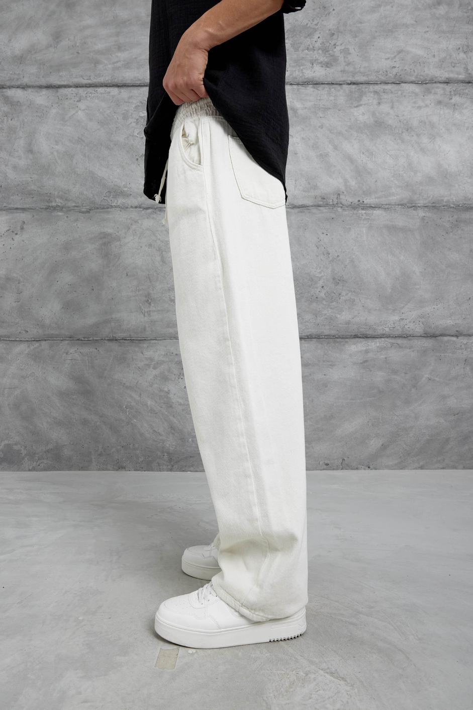 Krem W11 Bol Kalıp Baggy Pantolon