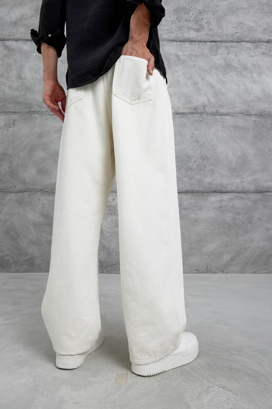 Krem W11 Bol Kalıp Baggy Pantolon