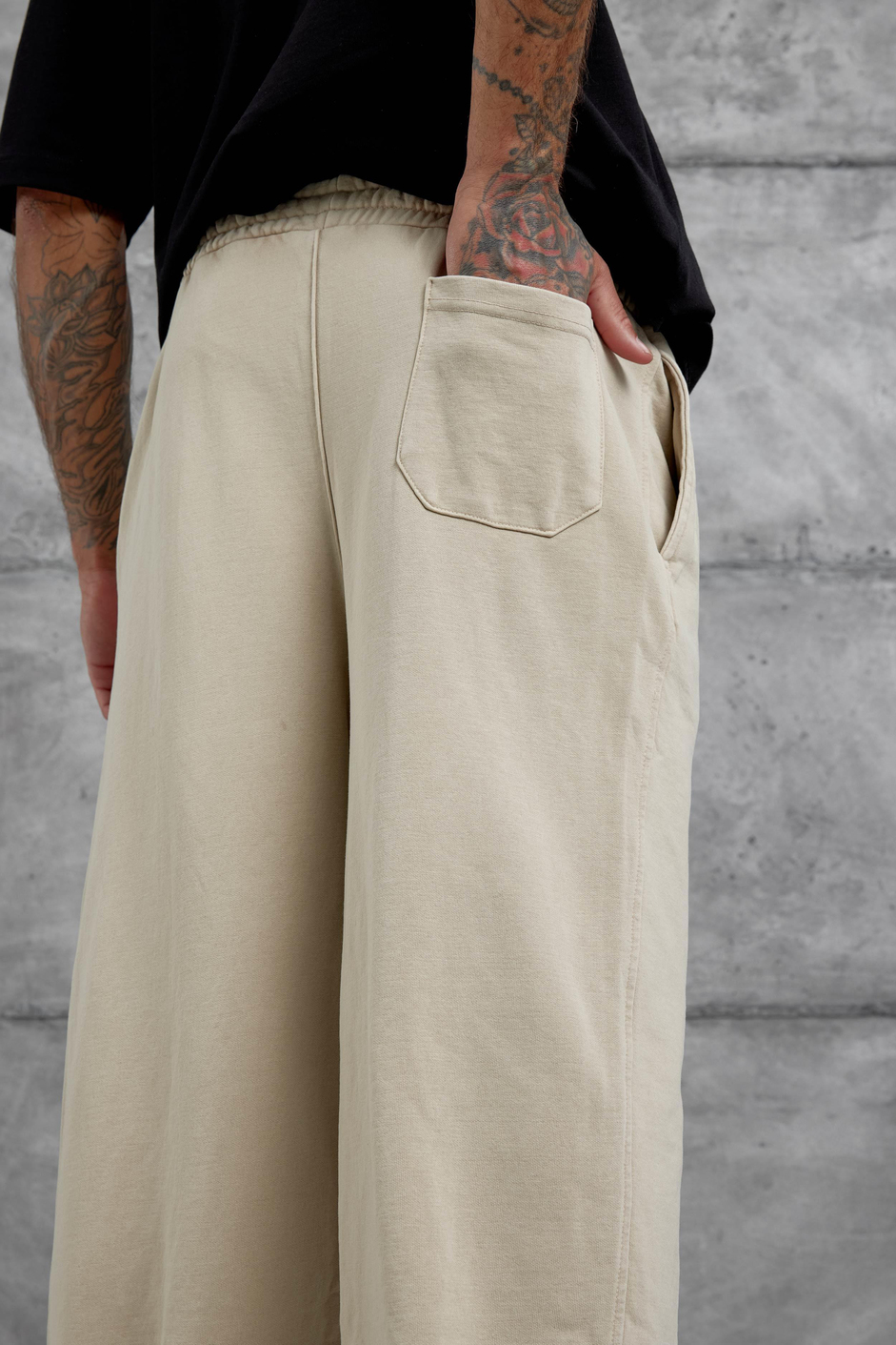 Krem Yıkamalı Basic Baggy Eşofman