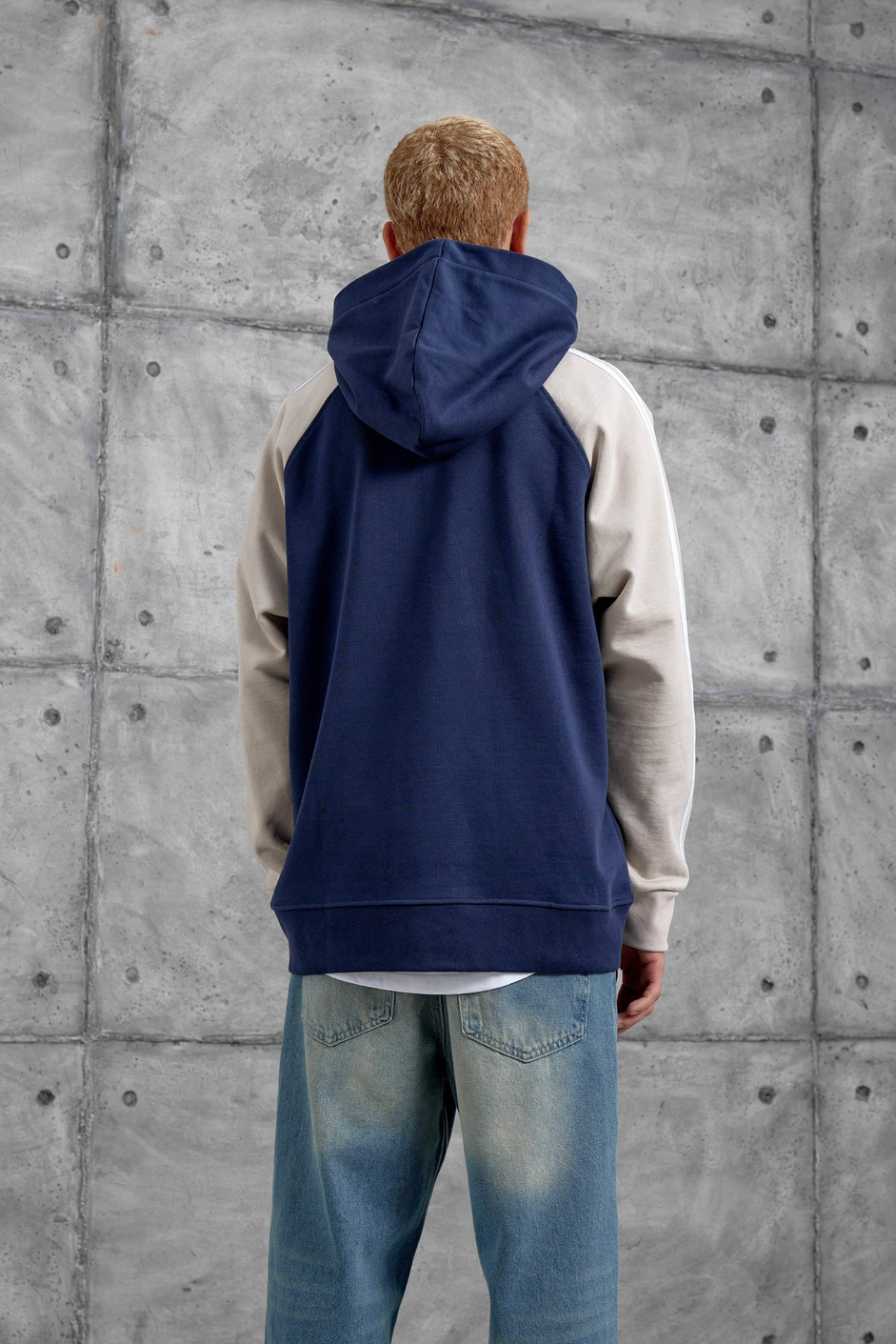 Lacivert 08 BASKILI OVERSİZE KAPUSONLU SWEATSHIRT