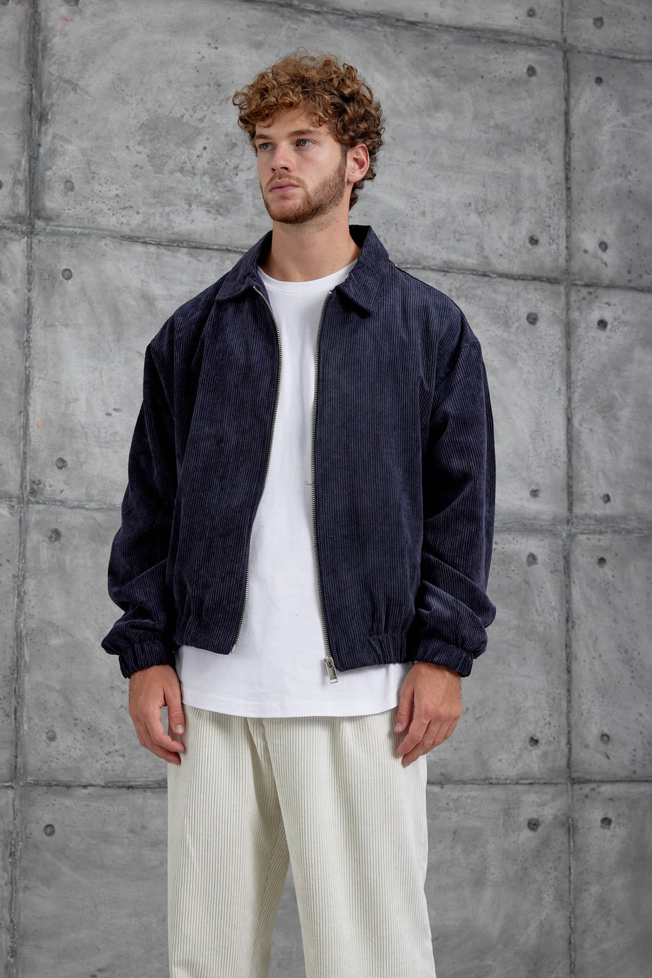Lacivert 251 Kadife Kumaş Oversize Ceket