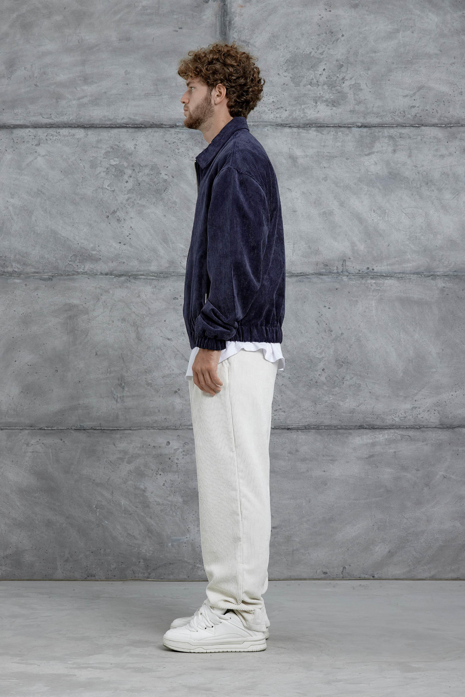 Lacivert 251 Kadife Kumaş Oversize Ceket
