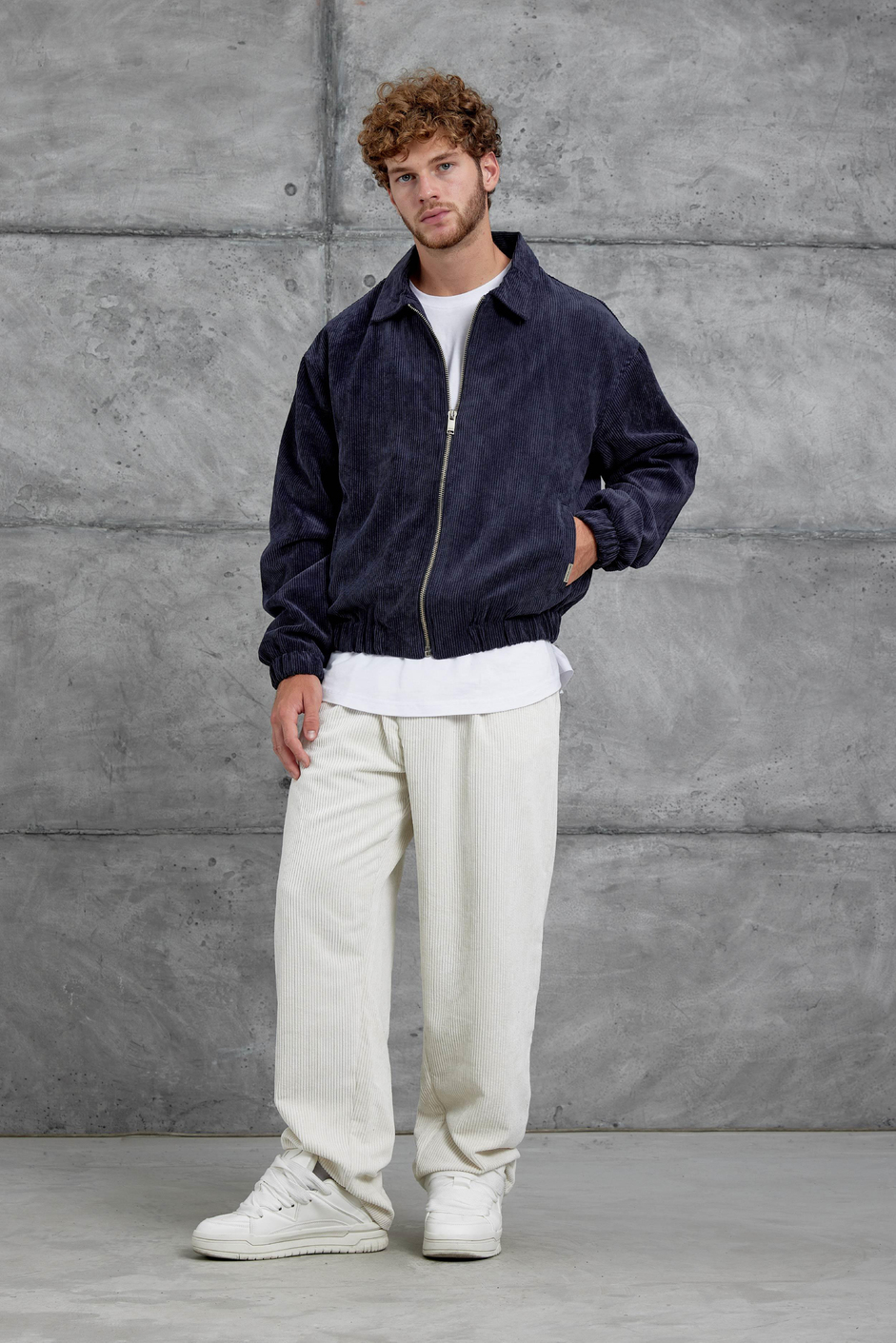 Lacivert 251 Kadife Kumaş Oversize Ceket