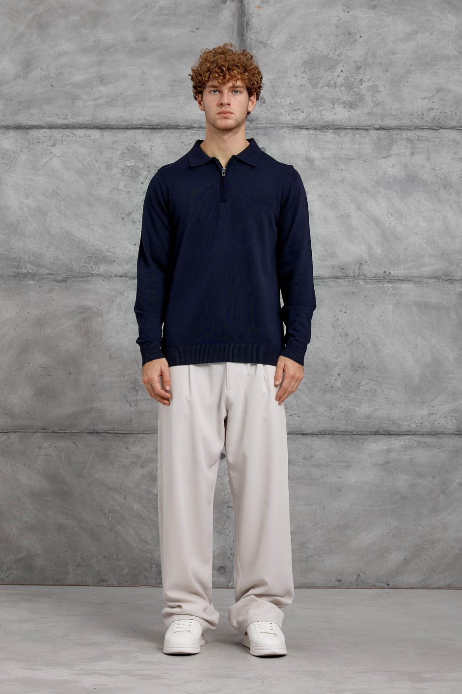 Lacivert 251 YARIM FERMUARLI POLO YAKA BASIC TRIKO
