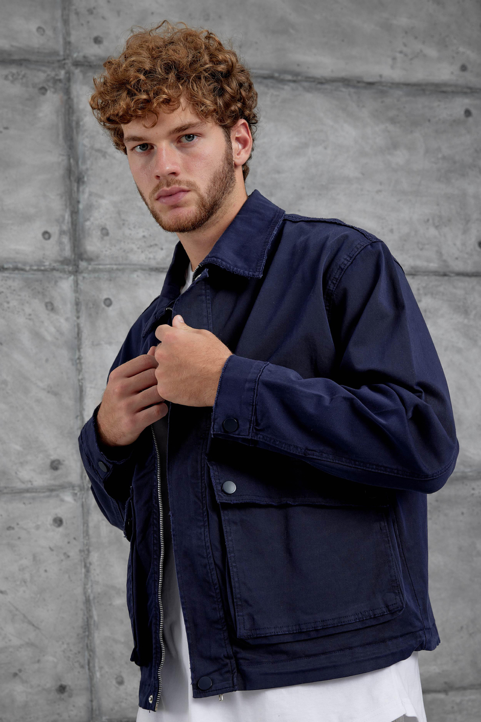 Lacivert 251 Yıkamalı Oversize Ceket