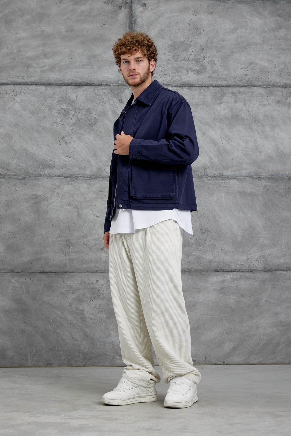 Lacivert 251 Yıkamalı Oversize Ceket