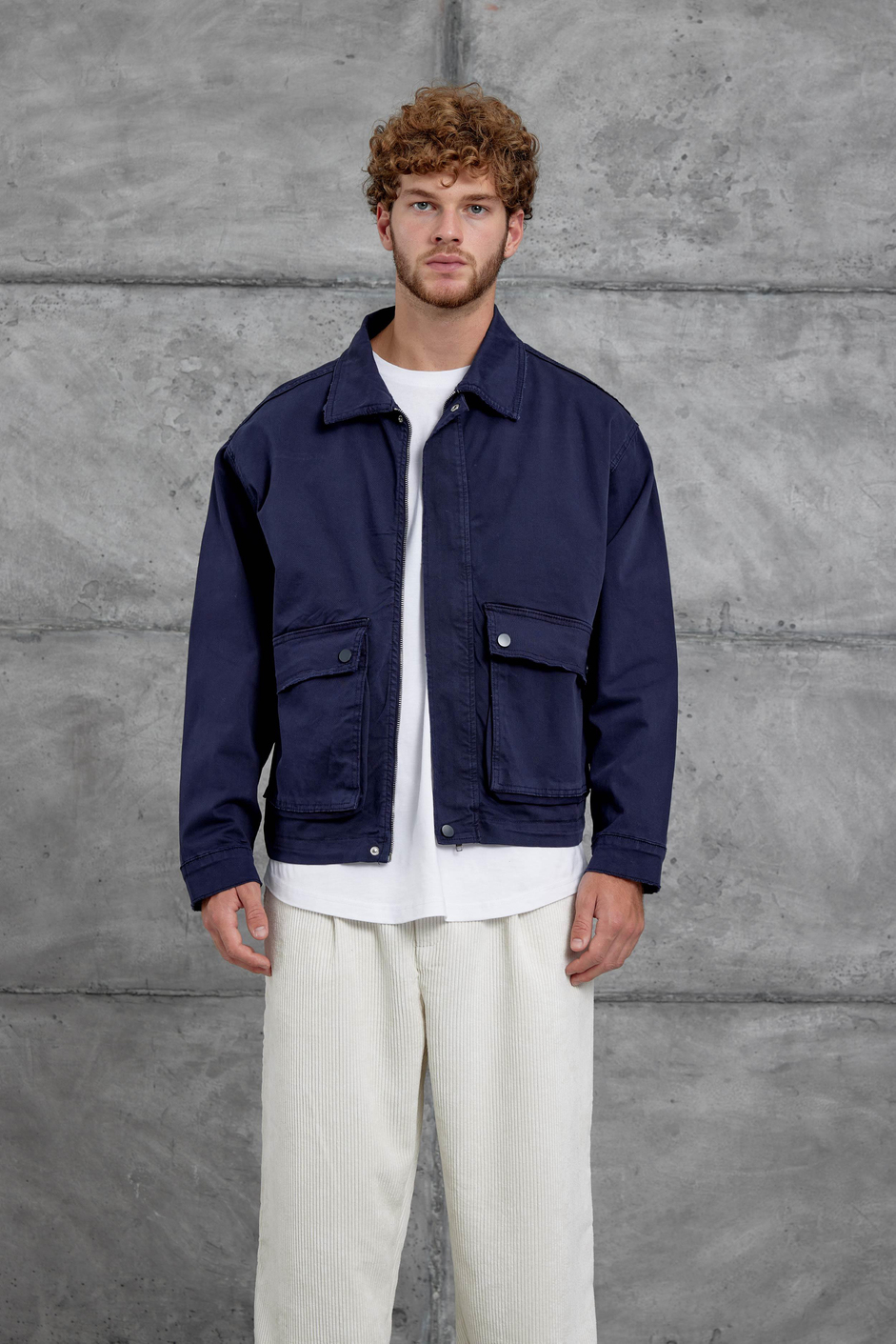 Lacivert 251 Yıkamalı Oversize Ceket