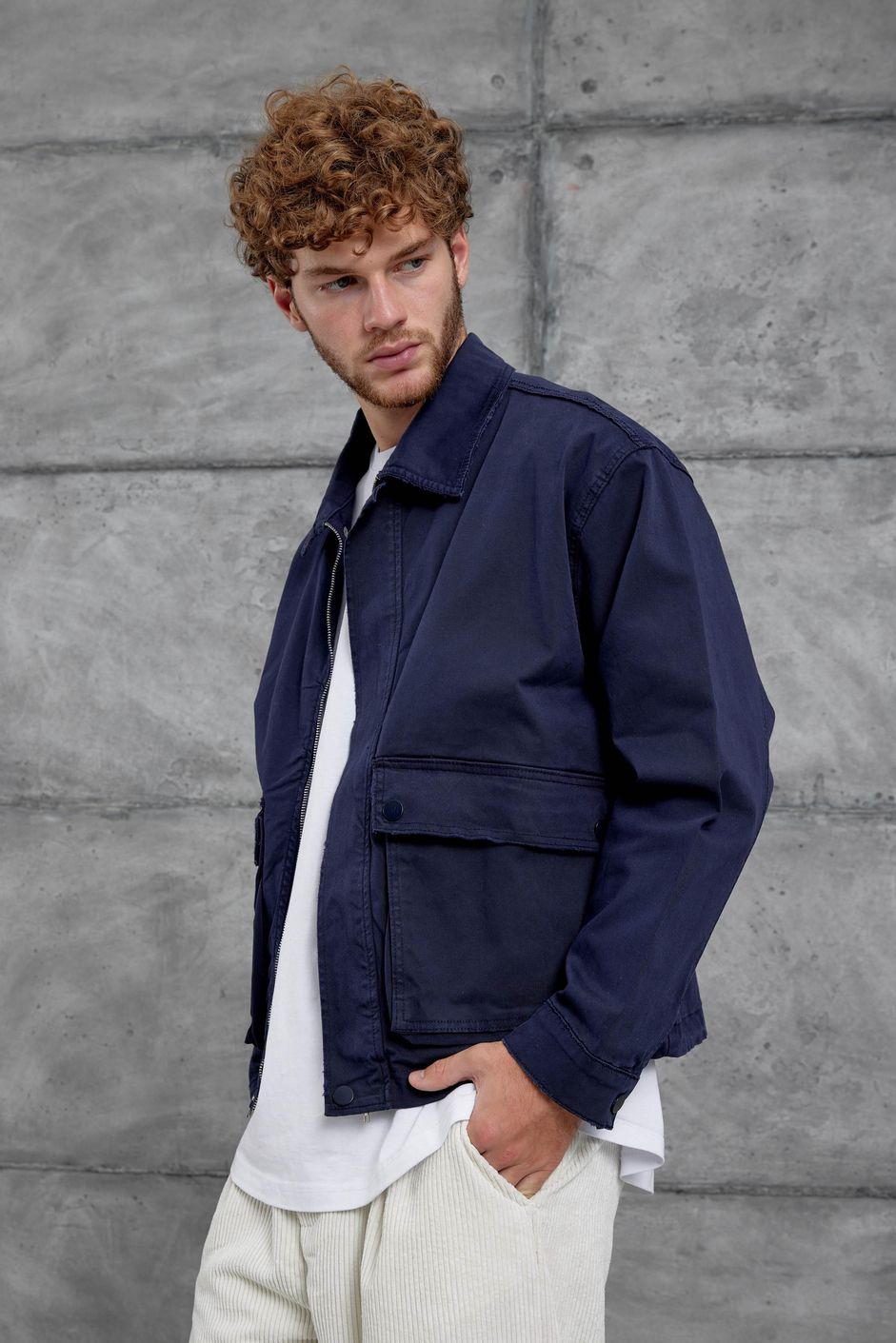 Lacivert 251 Yıkamalı Oversize Ceket