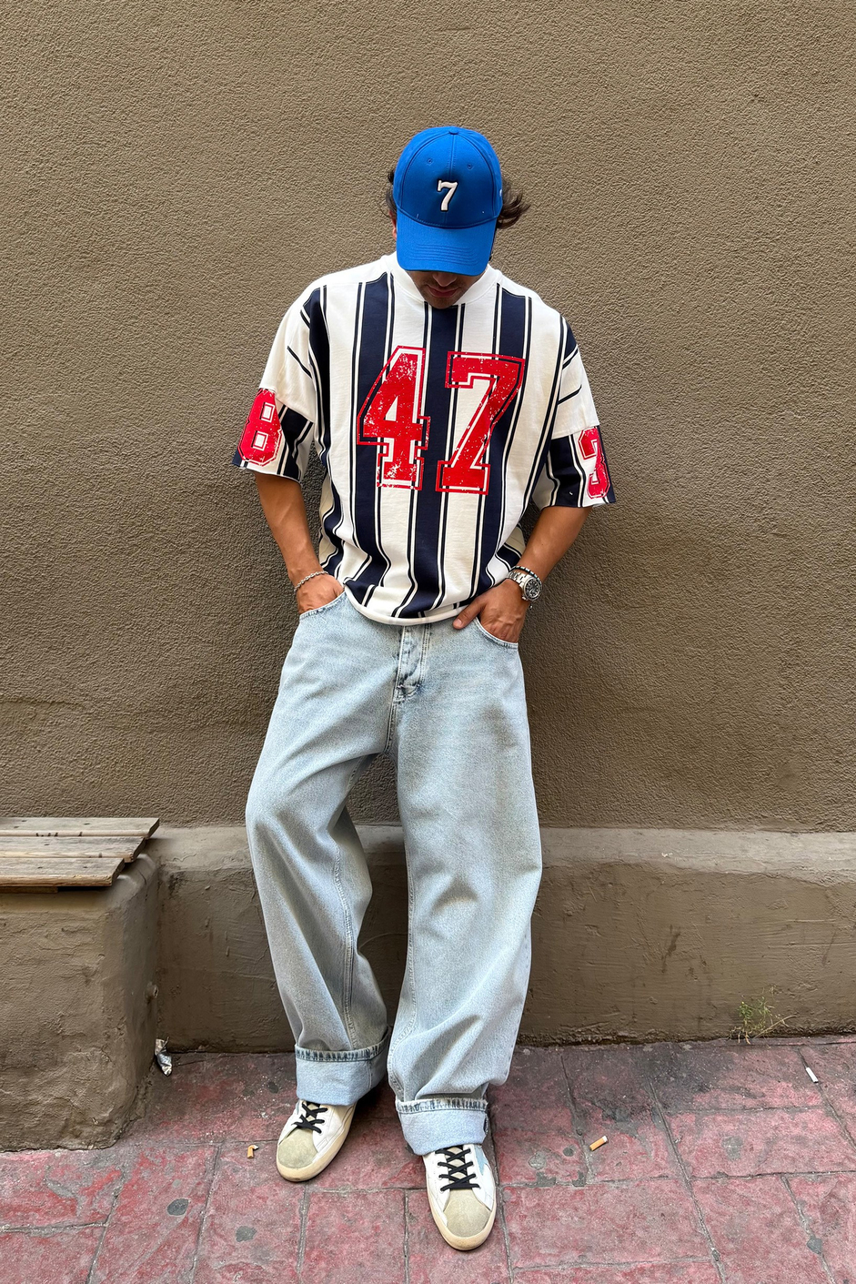 Lacivert 47 BASKI OVERSIZE TSHIRT