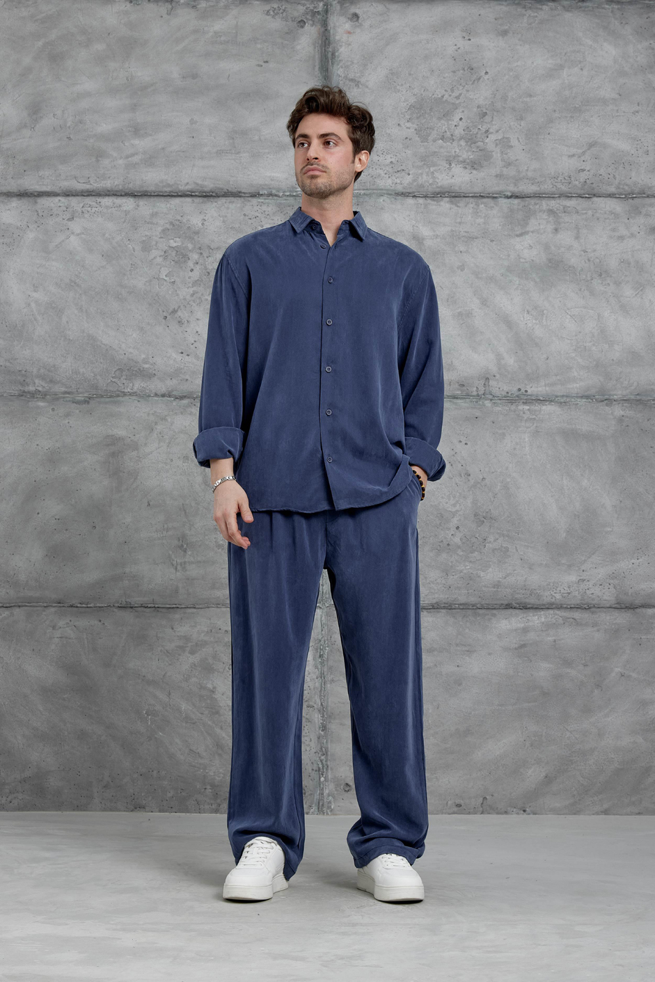 Lacivert 512 Tencel Kumaş OVersize Takım Alt Üst