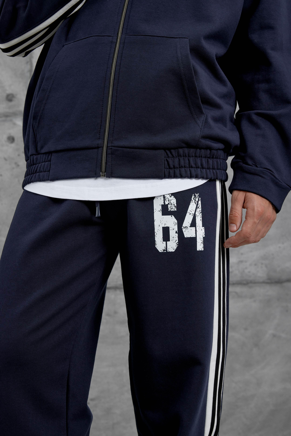 Lacivert 64 Baskılı Oversize Eşofman Takımı