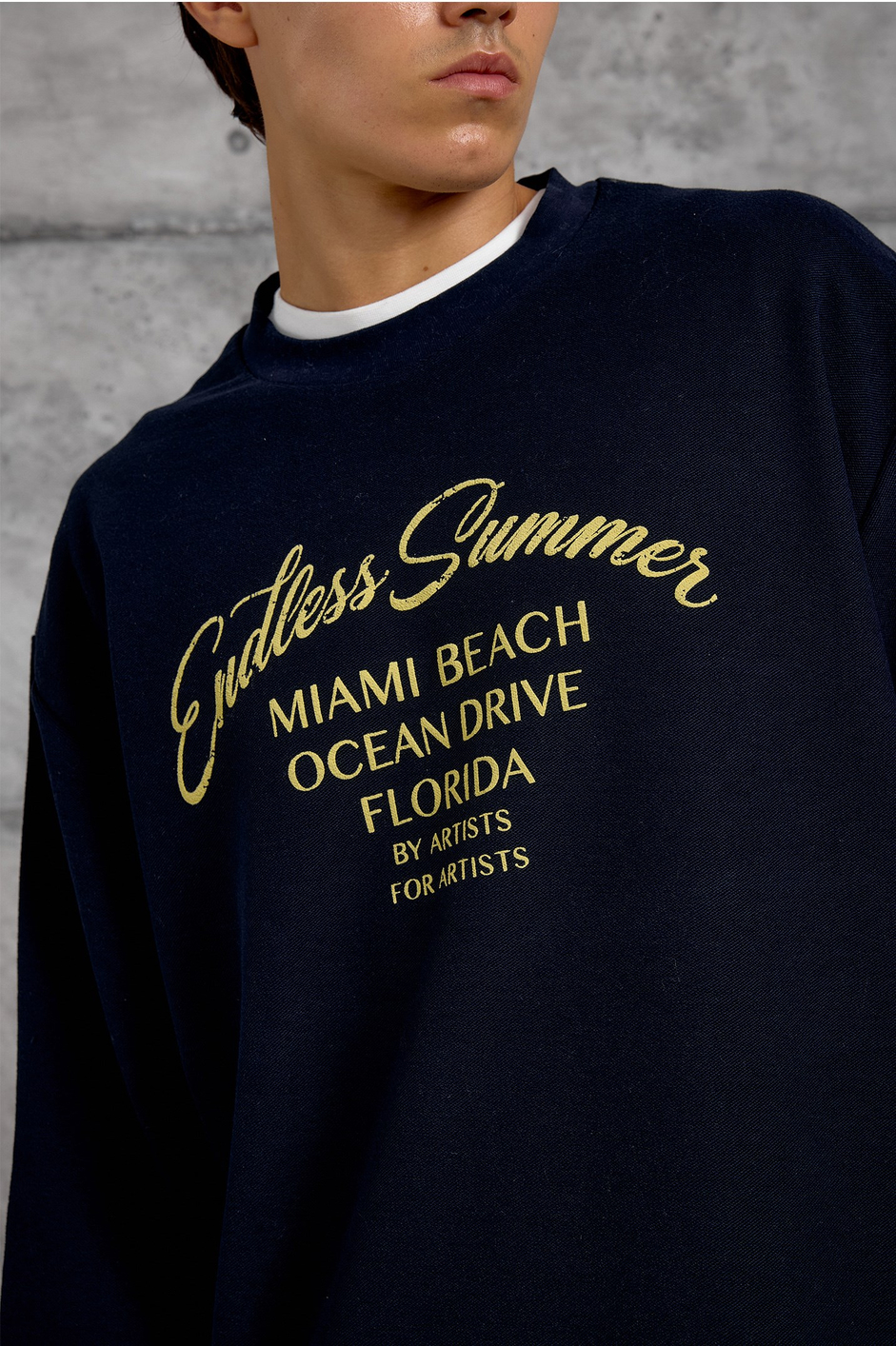 Lacivert BASKILI DOKUMA KUMAŞ SWEATSHIRT