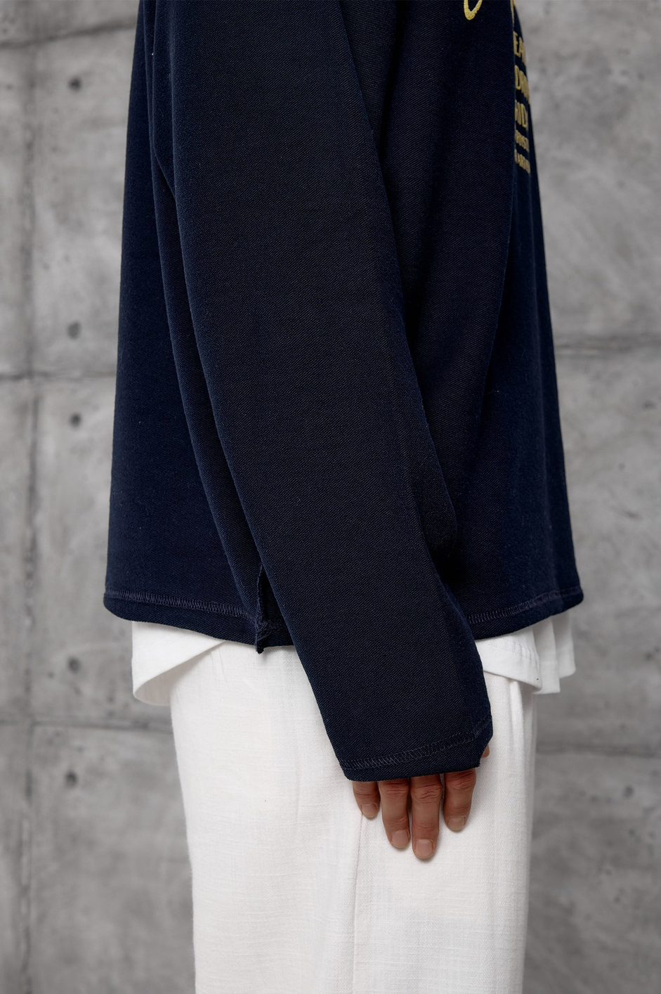 Lacivert BASKILI DOKUMA KUMAŞ SWEATSHIRT