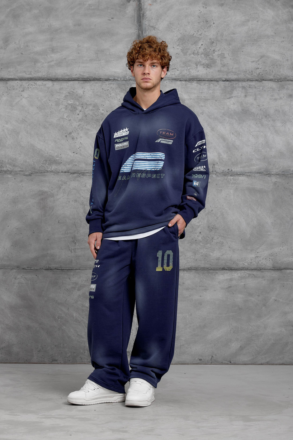 Lacivert BASKILI OVERSIZE EŞOFMAN TAKIMI