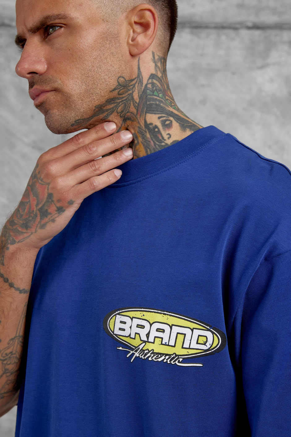 Lacivert Brand Authentic Yazılı Oversize Tshirt